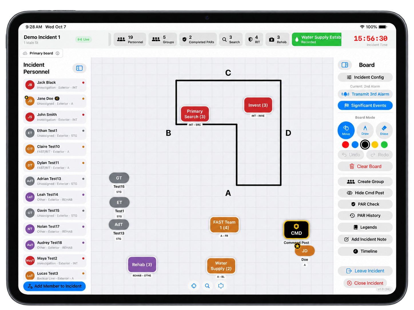 Fireground Manager iPad tactical command board