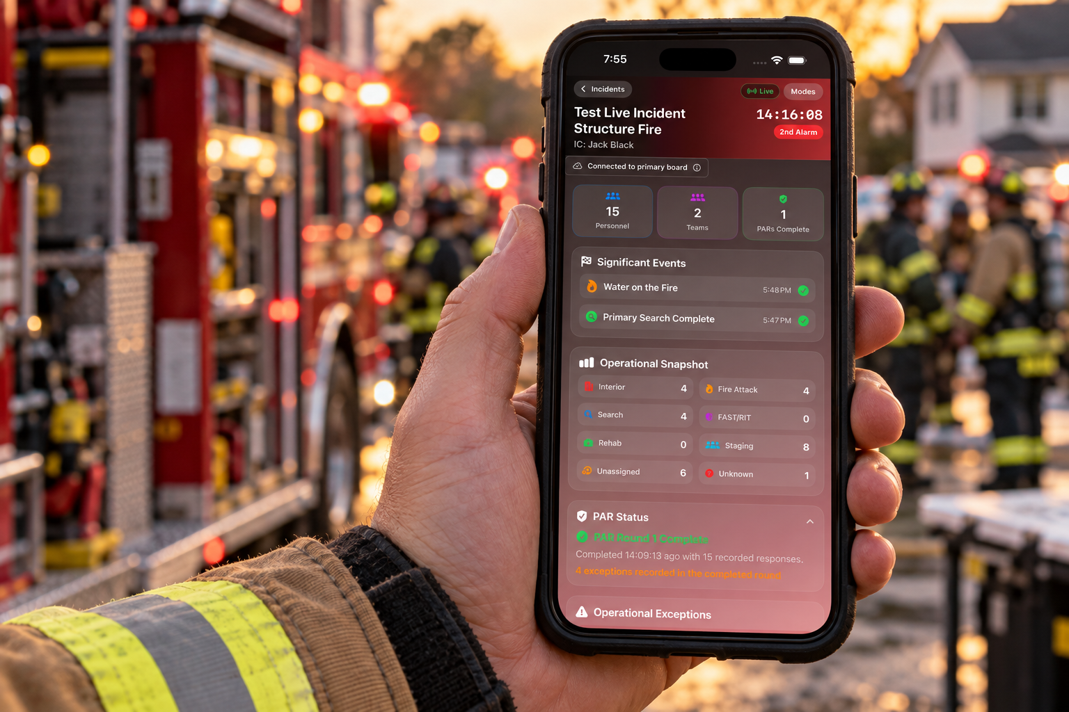 Fireground Manager iPhone command board summary
